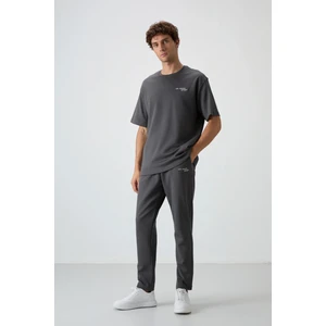 Air Jones Haki Pamuklu Kalın Yumuşak Dokulu Oversize Fit Nakışlı Erkek Eşofman Takım - 85252