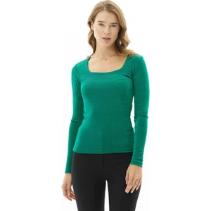 Selen Giyim Kalp Yaka Uzun Kol Buzzy Bluz