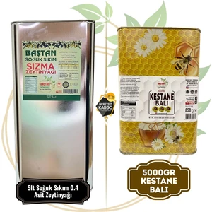 Baştan Yöresel 5kg Teneke Kestane+5lt Soğuk Sıkım Zeytinyağ