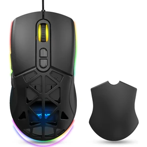 WRP-O12800-B 12800 Dpi Wide Rgb Özel Abs Doku Reflex Örgü Kablolu Siyah Gaming Mouse
