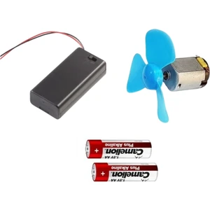 2'Li Anahtarlı Pil Kutusu Mini Motor Deney Seti - Stem  Dc Motor, Anahtarlı  Pil Yatağı, Pervane