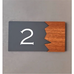 Wooden Serisi Pleksi Kapı Numarası