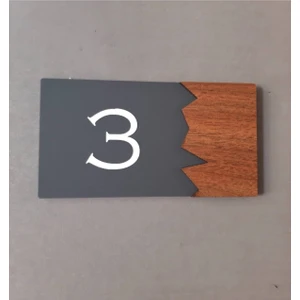 Wooden Serisi Pleksi Kapı Numarası