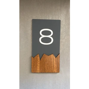 Wooden Serisi Dikey Kapı Numarası