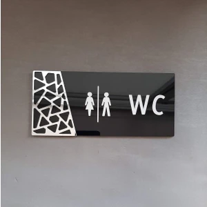 Black Silver Pattern Seri Wc Yönlendirme Tabelası