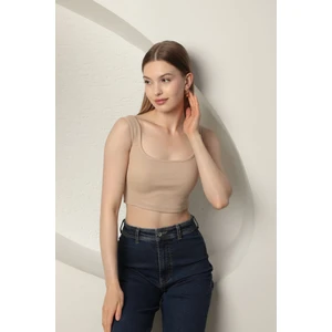 Kaşkorse Kumaş Kadın Crop KKTS3017