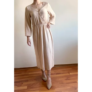 Balon Kol Elbise - Bej