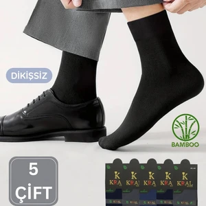 Kral Socks Premium Busines (5 Çift) Klasik Uzun Boy Mevsimlik Dikişsiz Erkek Bambu Soket Çorap