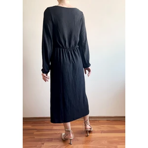 Balon Kol Elbise - Siyah