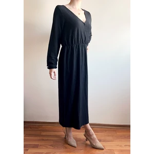 Balon Kol Elbise - Siyah