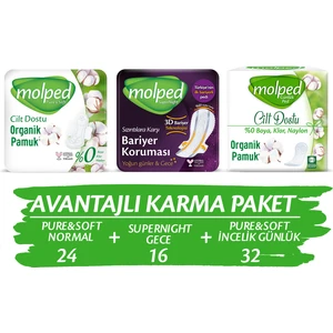 Avantajlı Karma Paket (Pure&Soft 24'Lü Normal+ Supernıght 16'Lı Gece + Pure&Soft Incelik 32'Li Günlük)