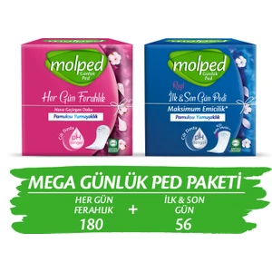 Mega Günlük Ped Paketi (Her Gün Ferahlık 180'Li + Ilk&Son Gün 56'Lı)