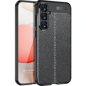 Samsung Galaxy A55 Uyumlu Deri Desenli Silikon Kılıf - Ultra Darbe Emici Kamera Korumalı Kapak