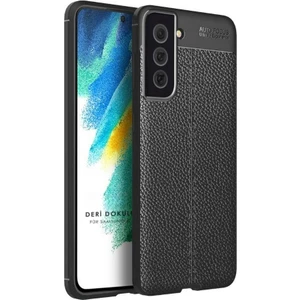 Samsung Galaxy S21 FE Uyumlu Deri Desenli Silikon Kılıf - Ultra Darbe Emici Kamera Korumalı Kapak