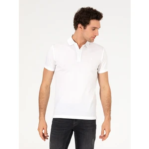 Erkek Beyaz Polo Yaka Slim Fit Basic Merserize T-Shirt 50265364-VR013