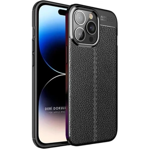 Apple iPhone 15 Pro Max Uyumlu  Deri Desenli Silikon Kılıf - Ultra Darbe Emici Kamera Korumalı Kapak