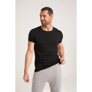 Pamuk Yüksek Kalite Kumaş Erkek Tişört., Rahat Fit Kesim Siyah Erkek Tshirt 5001-B