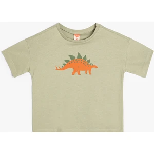 Dinozorlu Tişört Kısa Kollu Bisiklet Yaka Pamuklu