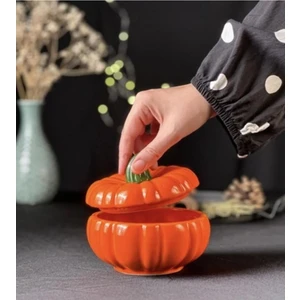 Tasarım Şekerlik Turuncu Balkabağı Şekerlik Kapaklı Şekerlik Pumpkin Şekerlik