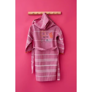 Kız Çocuk Pembe Renkli Summer Yazılı Peştemal Bornoz