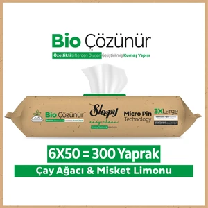 Bio Çözünür Yüzey Temizlik Havlusu&Mendili Çay Ağacı&Misket Limonu 6x50 (300 Yaprak)
