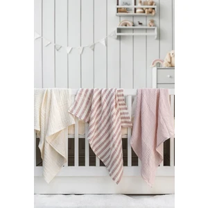 Müslin Örtü & Battaniye 3'lü Set %100 Pamuk  Oeko-teks Sertifikalı 80x70 CM