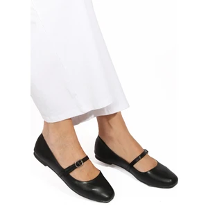 Renkli Butik Siyah Kemer Detaylı Kadın Babet