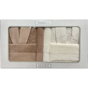 Azura Aile Bornoz Seti Kahve-Krem