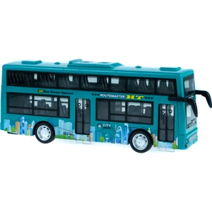 Oyuncak Otobüs Iki Katlı Işıklı Sesli Sürtmeli Yeşil 20 cm