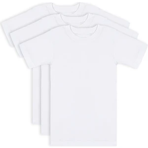 Özkan Underwear Özkan 0706 3'lü Paket Erkek Çocuk %100 Pamuklu Ribana Esnek Rahat Yarım Kol Kapalı Yaka Fanila T-shirt