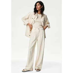 Marks & Spencer Yüksek Bel Wide Leg Keten Jean Pantolon