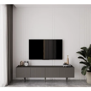 Capella Gri Mdf Country 4 Kapaklı Ahşap Ayaklı 180 cm Tv Ünitesi