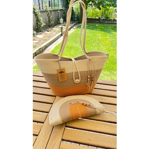 Double Knot Design Mare 2li Takım Plaj Çantası , El Çantası Clutch, Totebag, Kadın Çanta, Yazlık, Hediyelik