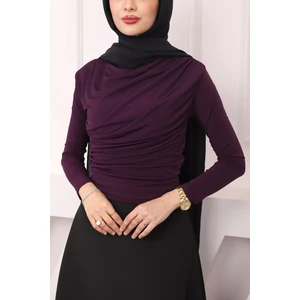 İmaj Butik Mor Balıkçı Yaka Drapeli Sandy Bluz