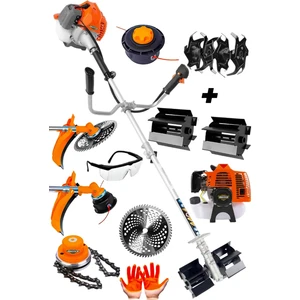 Alman 14HP Prof. Yan Tipi Benzinli Tırpan Ot Çalı Çim Biçme Makinesi + Akrobat +Dip Çapa