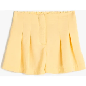 Şort Pileli Diz Üstü Beli Lastikli