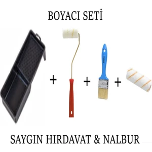 Eco Shop Boyacı Seti 4 Parça - Boyacı Kabı+Parmak Rulo+Kestirme Fırça+Parmak Rulo Yedeği