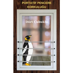-4 Çubuklu Pencere Güvenlik Bariyeri  (45Cm-80 Cm) Çocuklar Için Pencere Güvenlik Sistemleri, Portatif Pencere Korkuluğu. Beyaz