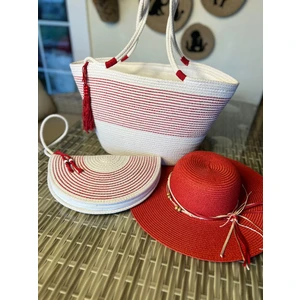 Double Knot Design Vero 3lü Takım Plaj Çantası , El Çantası Clutch, Şapka, Totebag,çanta, Yazlık, Hediyelik,