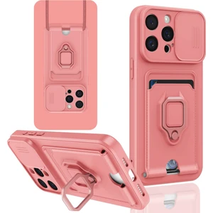 Apple iPhone 15 Pro Kılıf Zuma Kamera Sürgülü Kartvizitli Ipli Silikon Kılıf