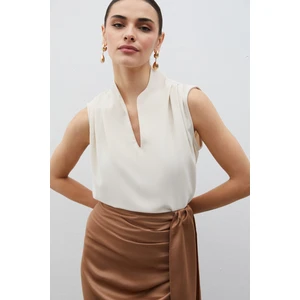 Hakim Yaka Kolsuz Bluz - Bej