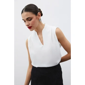 Hakim Yaka Kolsuz Bluz - Ekru