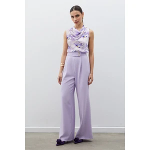 Bel Detaylı Pantolon - Lila
