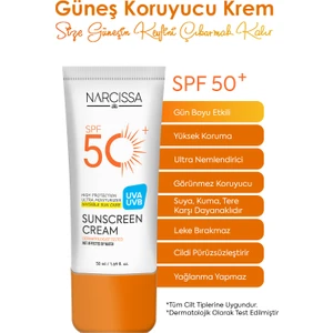 Yüksek Koruyucu, Leke Karşıtı Güneş Kremi 50 Spf+ Waterproof Uva + Uvb 50 ml