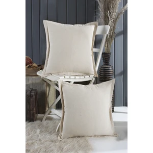 2'li Düz Keten Kumaş Otantik Dekoratif Kırlent Kılıfı Naturel NATUREL-40 x 40 cm