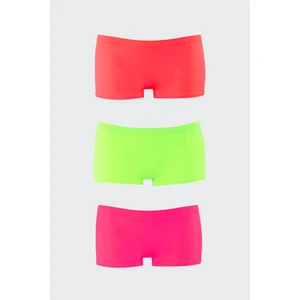 Neon Pembe Sarı Oranj Dikişsiz 3'lü Ağlı Şort Külot