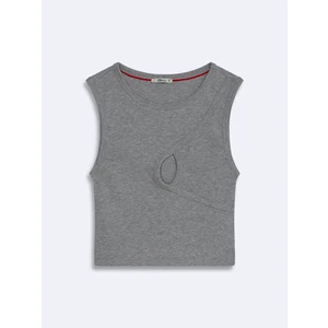 Kadın  Basıc Sıfır Yaka Gri Atlet