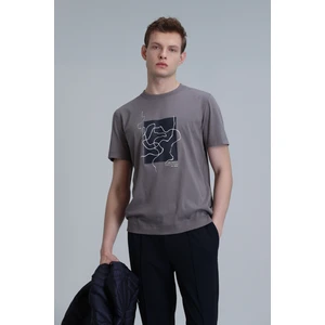 Nally Modern Grafik T- Shirt Koyu Saks