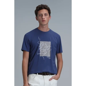 Nally Modern Grafik T- Shirt Koyu Saks