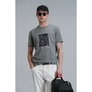 Nally Modern Grafik T- Shirt Koyu Saks